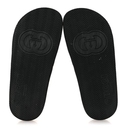 Gucci Rubber Web Womens Interlocking G Slide Sandals 33 Black Green Red 7 of 11