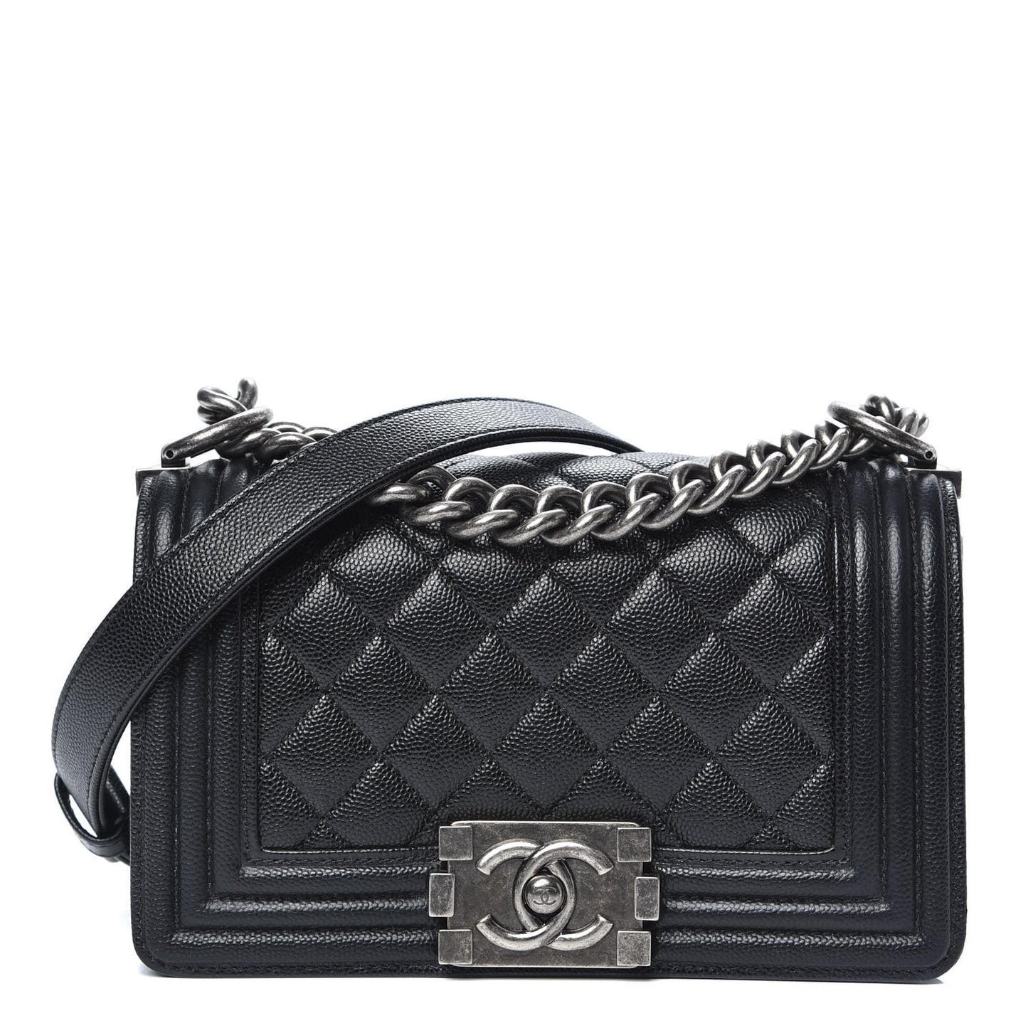Caviar Quilted Small Boy Flap Black