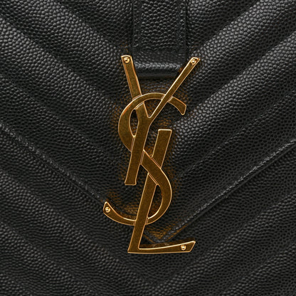 Saint Laurent Grain De Poudre Matelasse Chevron Large Monogram Satchel Black 11 of 13