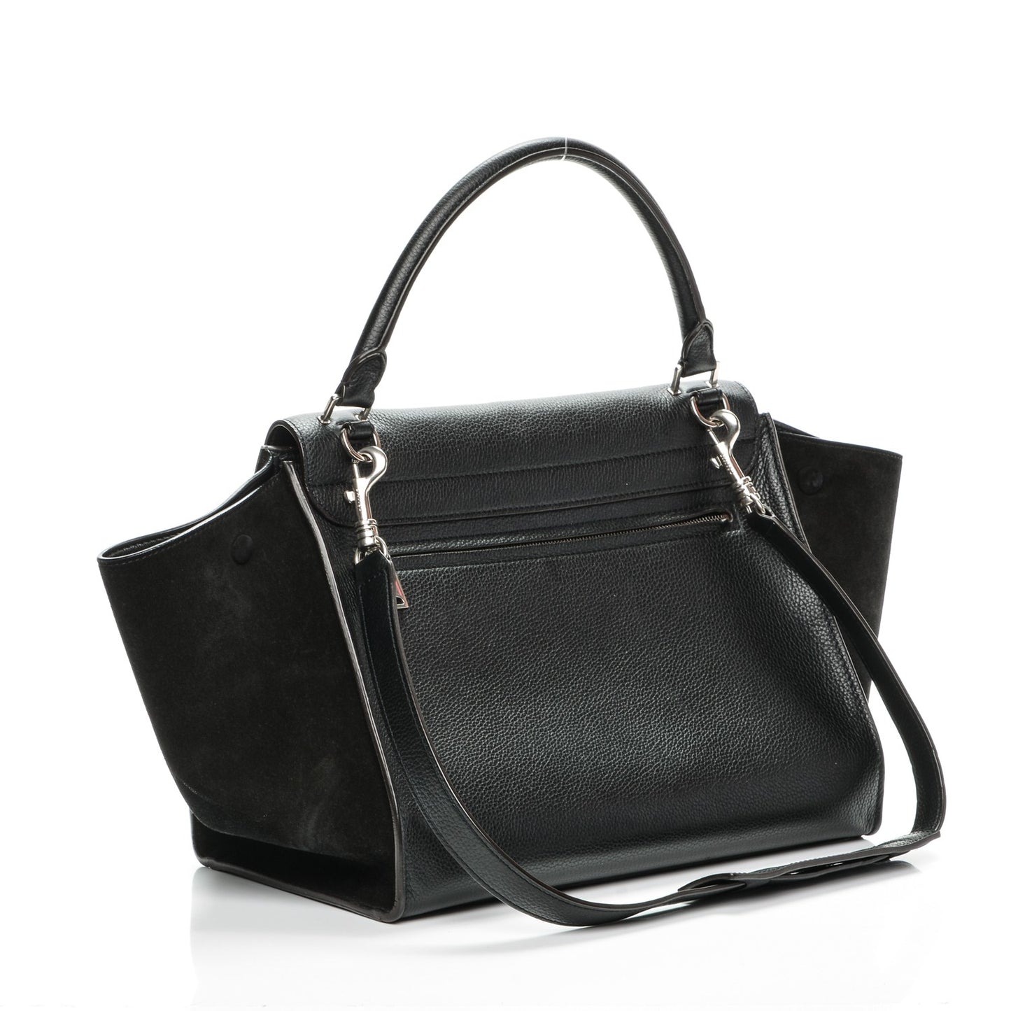 Drummed Calfskin Suede Medium Trapeze Black