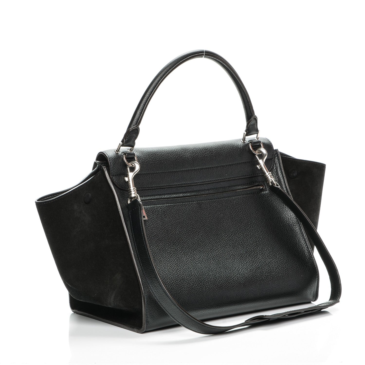 Celine Drummed Calfskin Suede Medium Trapeze Black 3 of 8