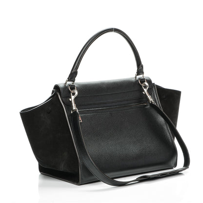 Celine Drummed Calfskin Suede Medium Trapeze Black 3 of 8