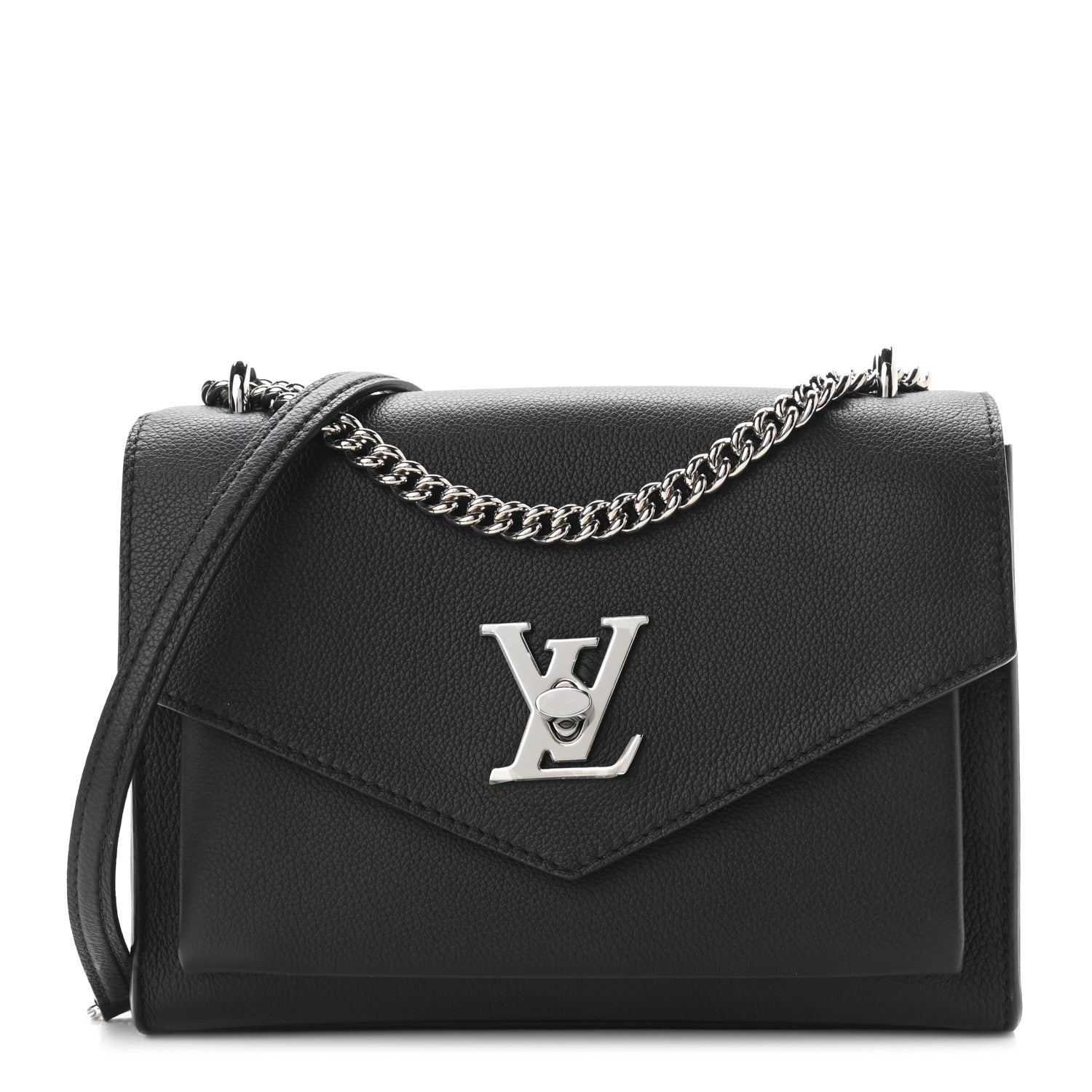Louis Vuitton Soft Calfskin Mylockme Chain Bag BB Black 1 of 10