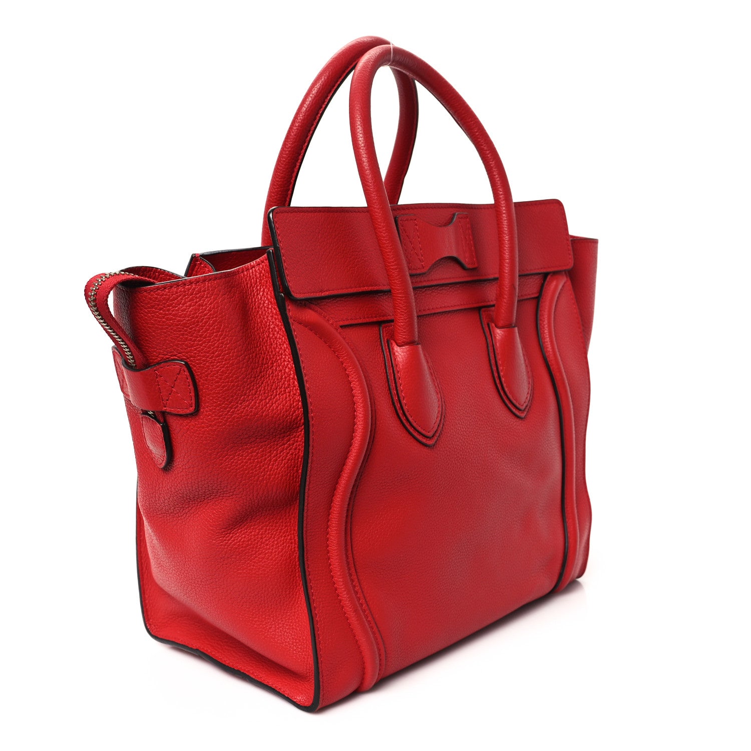 Celine Drummed Calfskin Mini Luggage Coquelicot 3 of 12