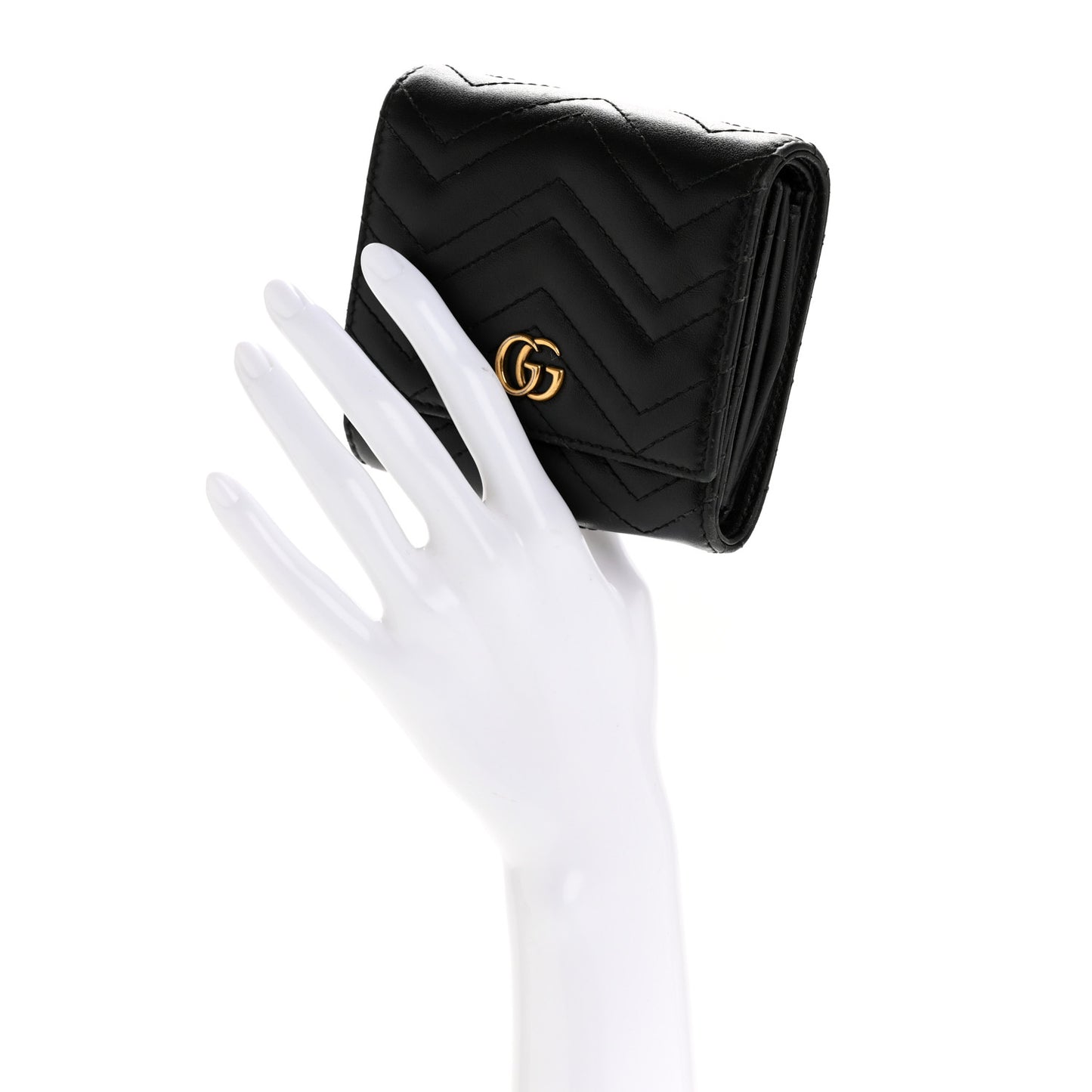 Calfskin Matelasse GG Marmont Medium Wallet Black