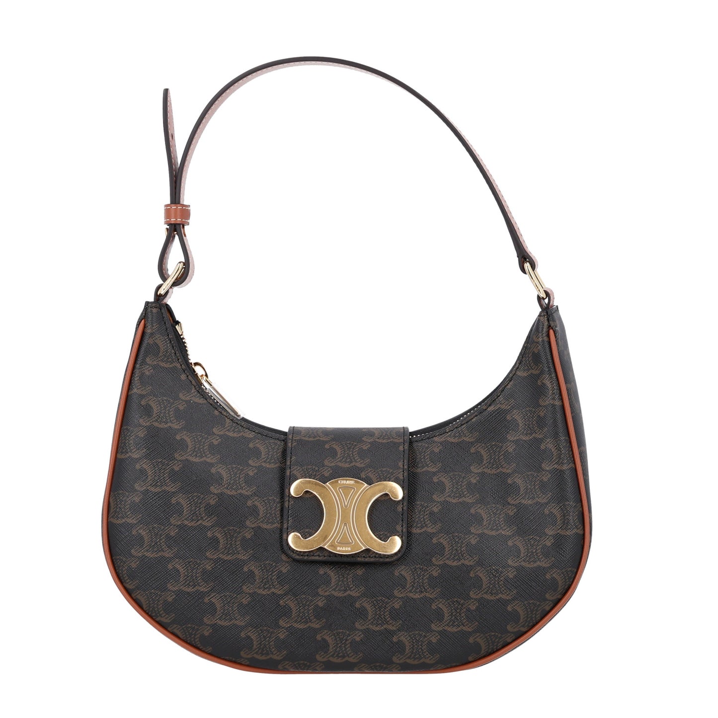 Triomphe Canvas Calfskin Medium Strap Ava Triomphe Shoulder Bag Tan