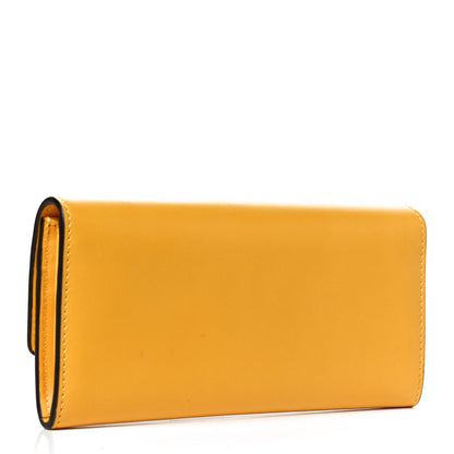Fendi Vitello King Tamponata Logo Embossed Continental Wallet Mimosa Cyber Blue 3 of 9
