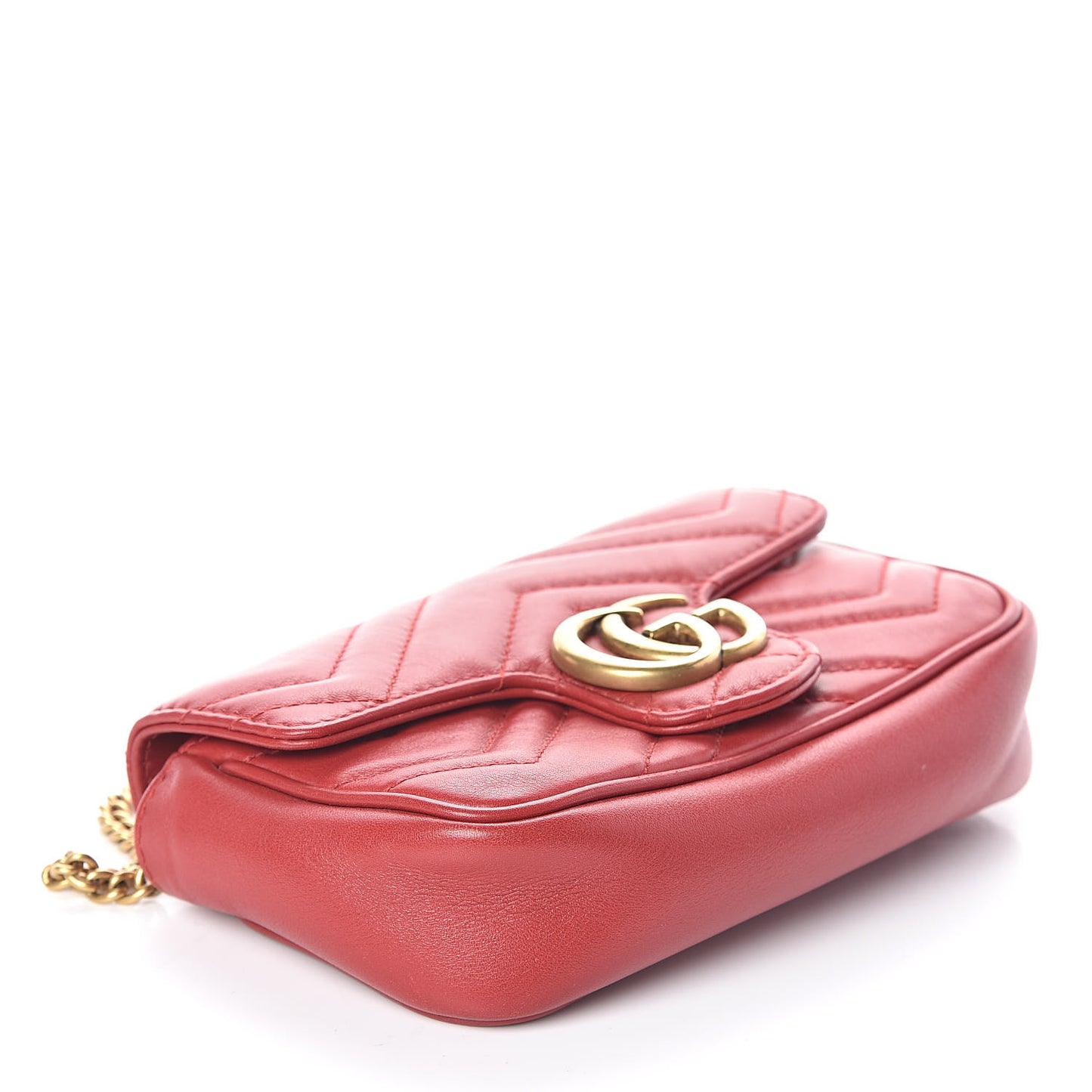 Calfskin Matelasse Super Mini GG Marmont Shoulder Bag Hibiscus Red