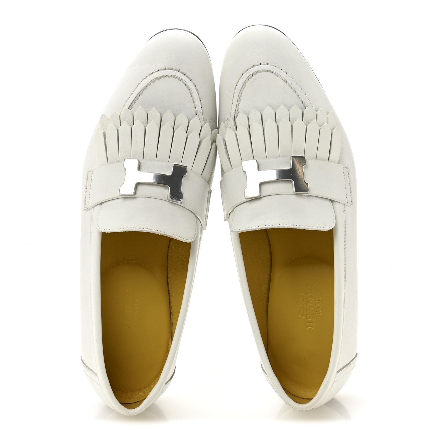 Hermes Calfskin Womens Royal Loafers 35 White 2 of 10