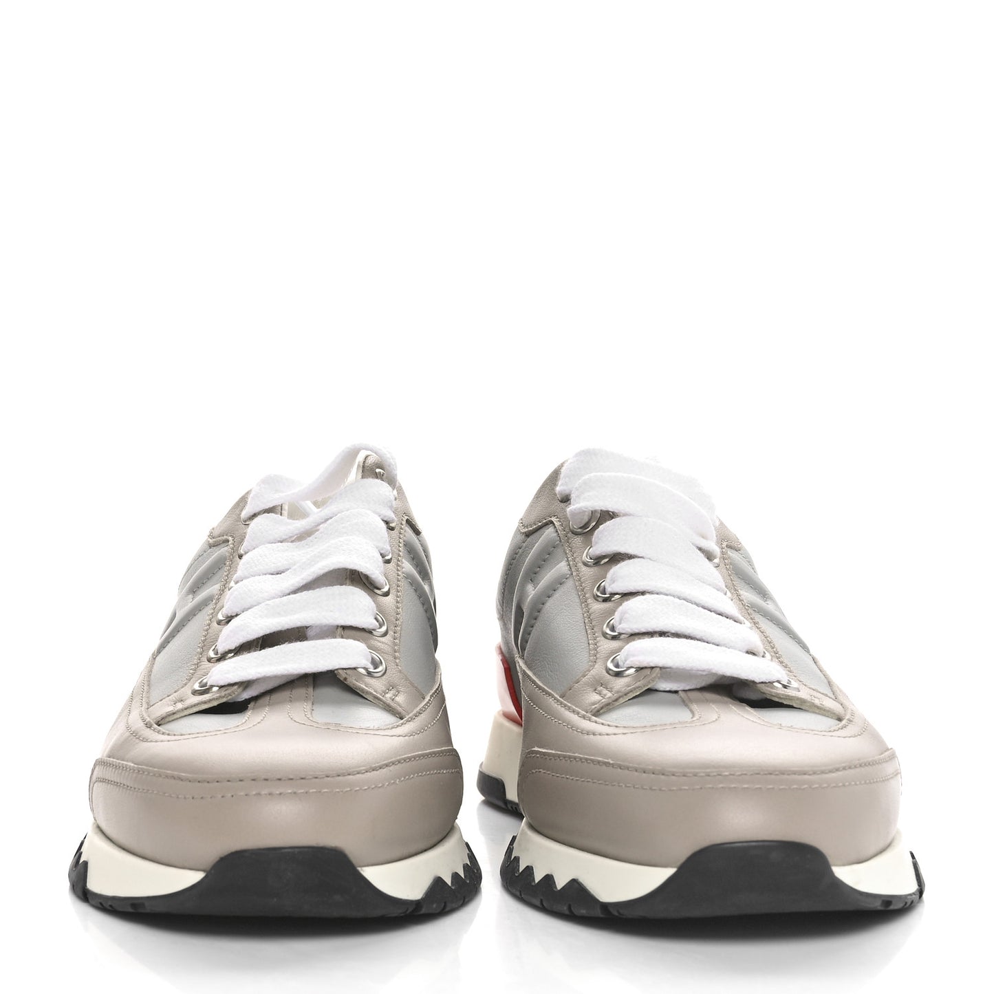 Calfskin Womens Trail Sneakers 36 Beige Rose Gris Brume
