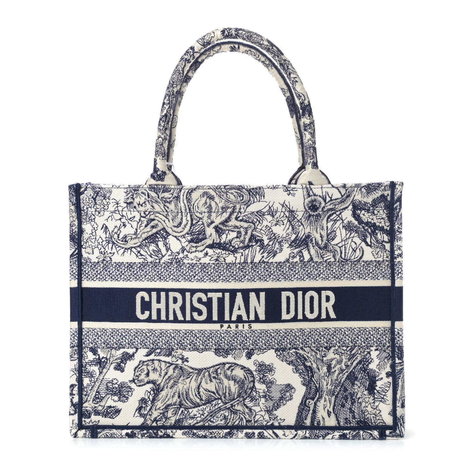 Christian Dior Canvas Embroidered Medium Dioriviera Toile De Jouy Book Tote Blue 1 of 4