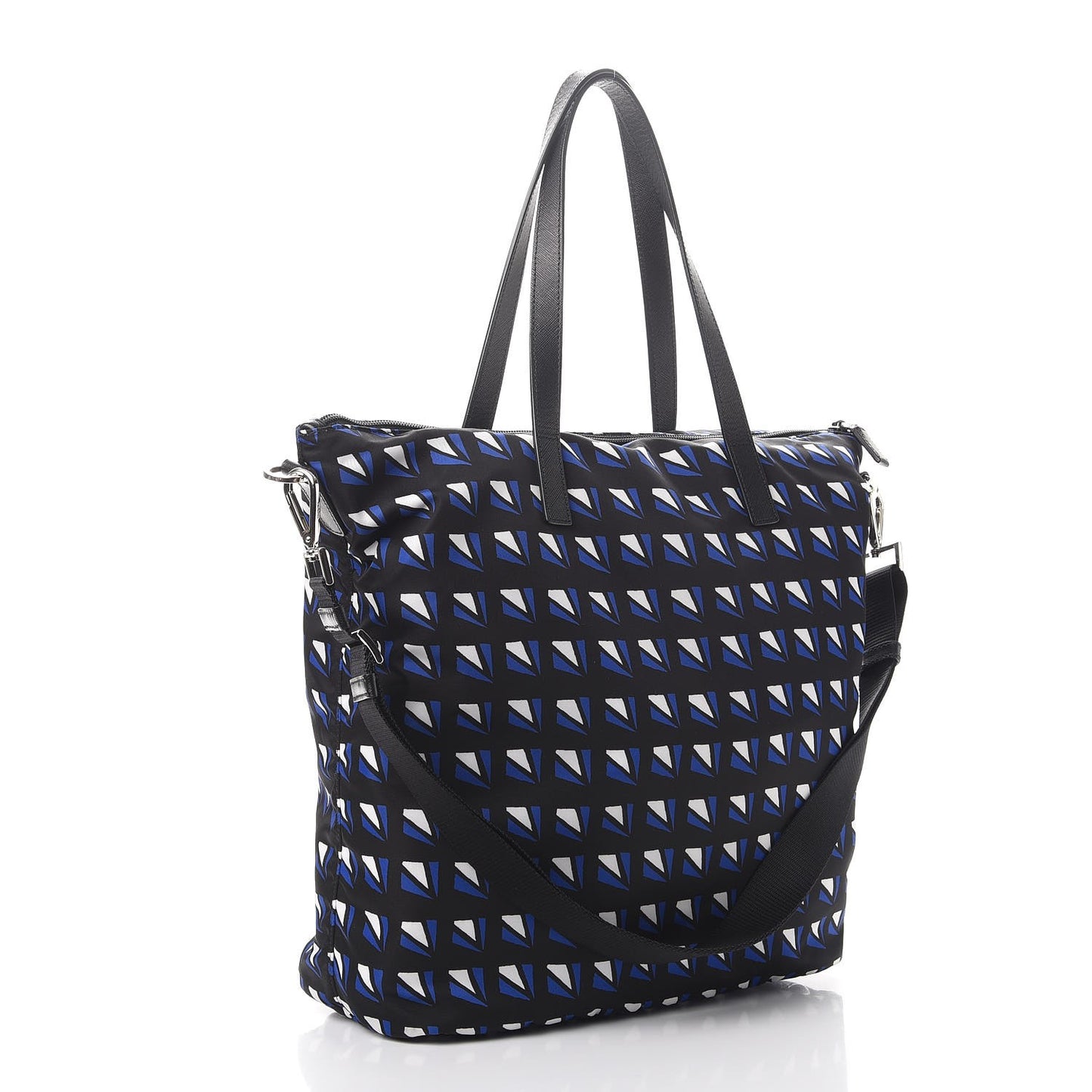 Tessuto Nylon Saffiano Diamond Print Tote Bleuette
