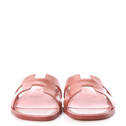 Hermes Box Calfskin Oran Sandals 35.5 Granit Rose 2 of 9