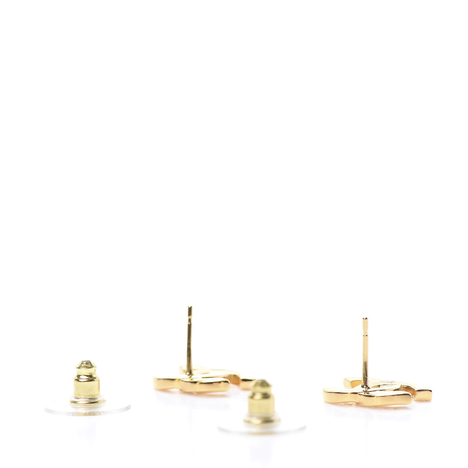 Chanel Metal CC Paris Button Stud Earrings Gold 3 of 5