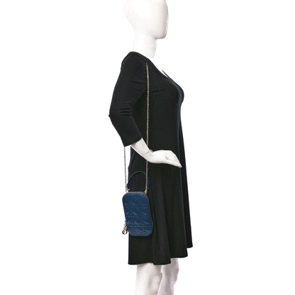 Christian Dior Patent Cannage Lady Dior Phone Holder Blue 2 of 9