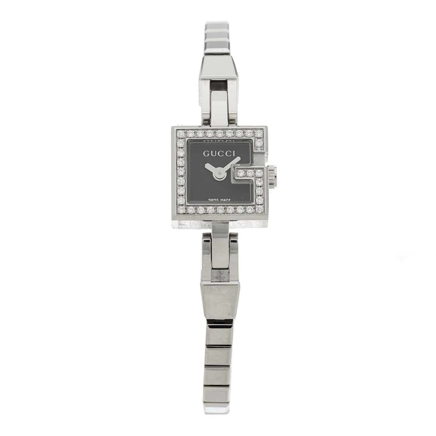Gucci Stainless Steel Diamond Bezel 14mm 102 G-Mini Quartz Watch Black 1 of 4