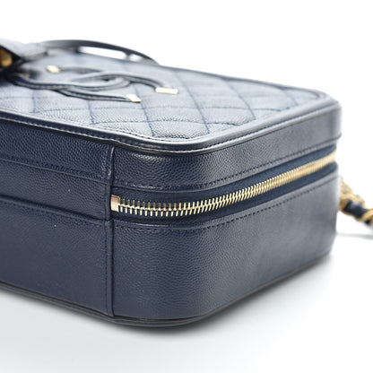 Chanel Caviar Quilted Medium CC Filigree Vanity Case Navy 9 of 11