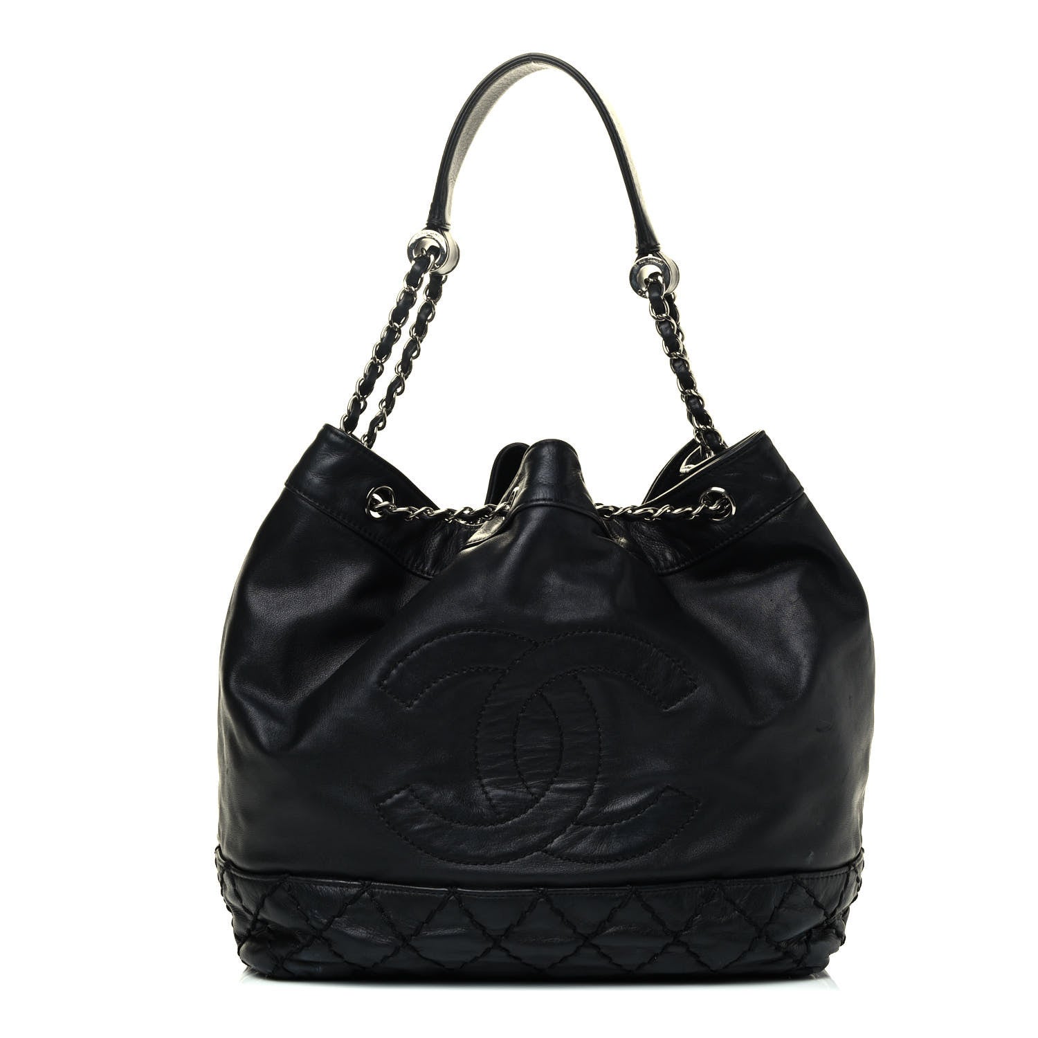 Chanel Calfskin Drawstring CC Bucket Bag Black 1 of 4