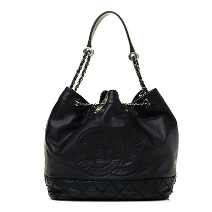 Chanel Calfskin Drawstring CC Bucket Bag Black 1 of 4