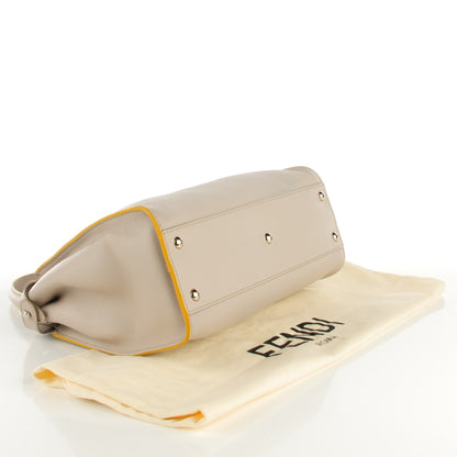 Fendi Vitello Seta Burro Medium Peekaboo Iconic Satchel Grigio Polvere Mattone 4 of 9