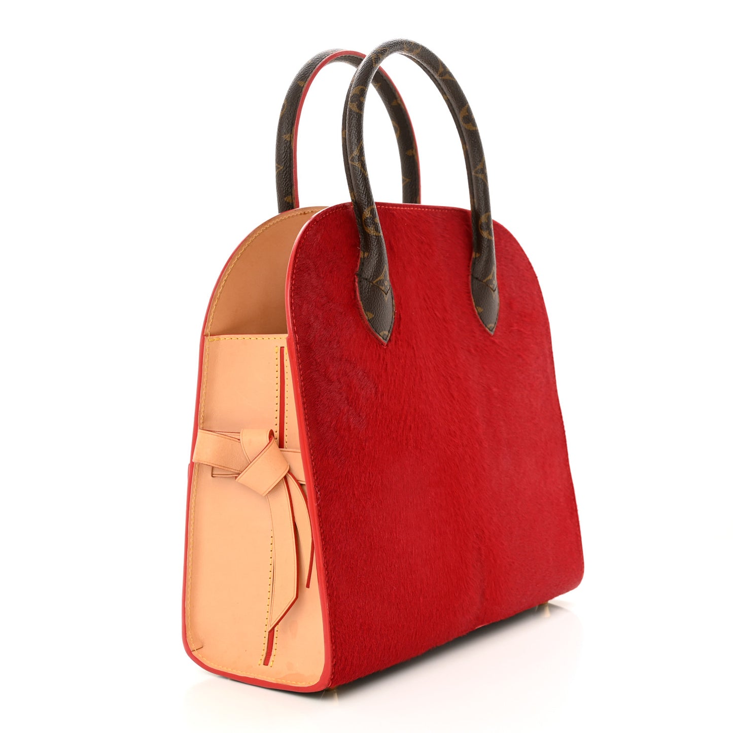 Monogram Calf Hair Spikes Iconoclasts Christian Louboutin Tote Red