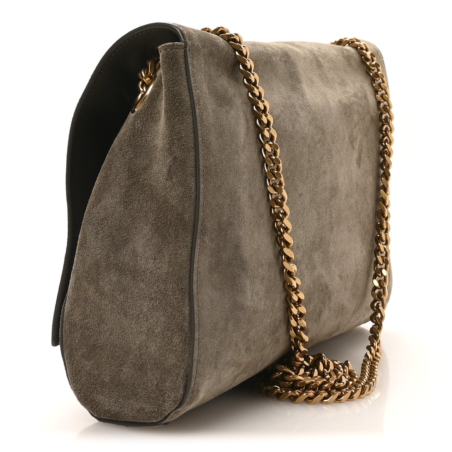 Smooth Calfskin Suede Medium Reversible Monogram Kate Satchel Olive