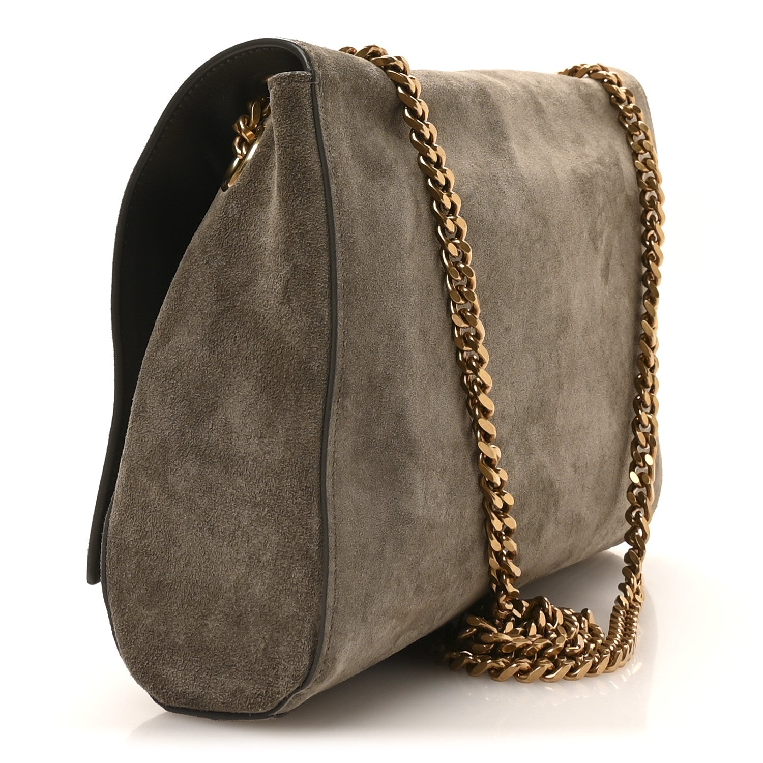 Saint Laurent Smooth Calfskin Suede Medium Reversible Monogram Kate Satchel Olive 5 of 18