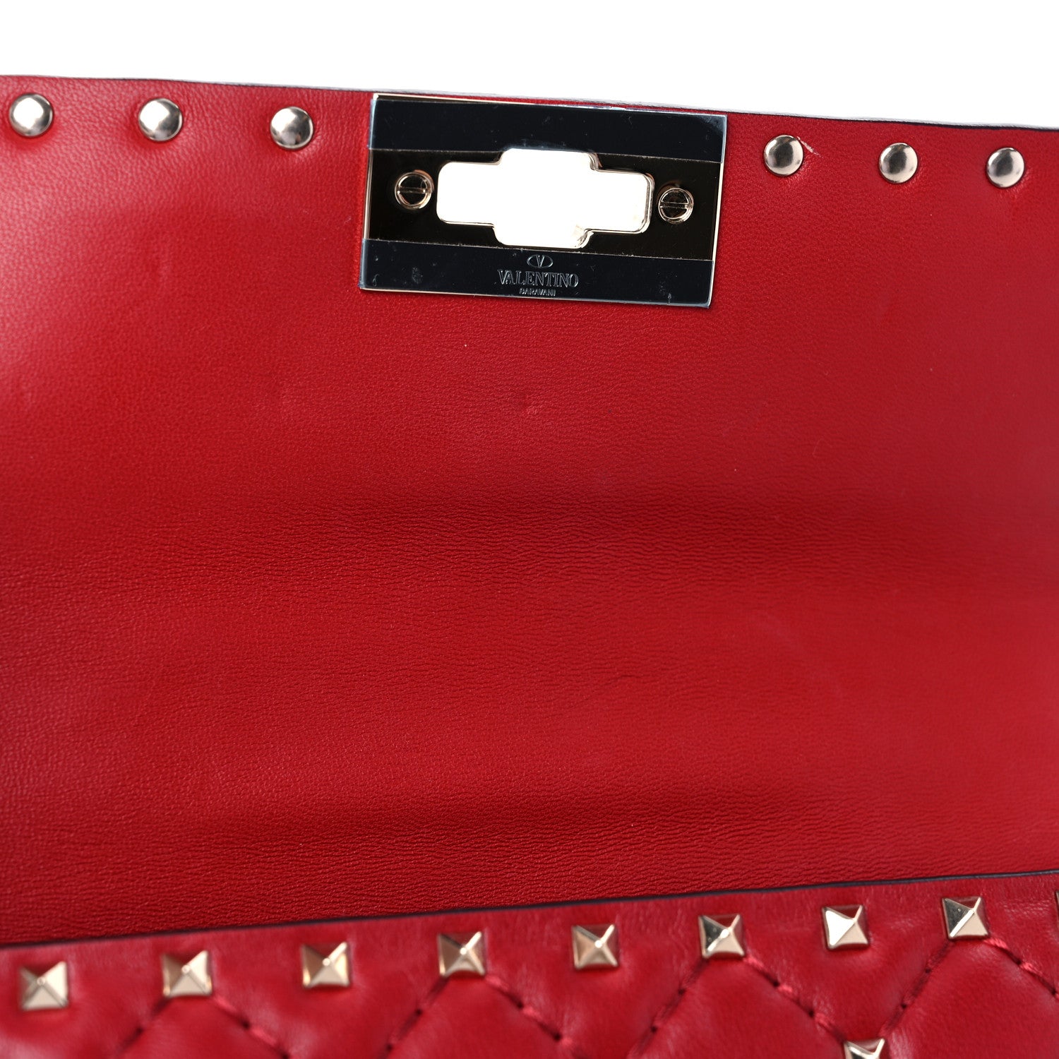 Valentino Garavani Lambskin Small Rockstud Spike Shoulder Bag Red 9 of 9