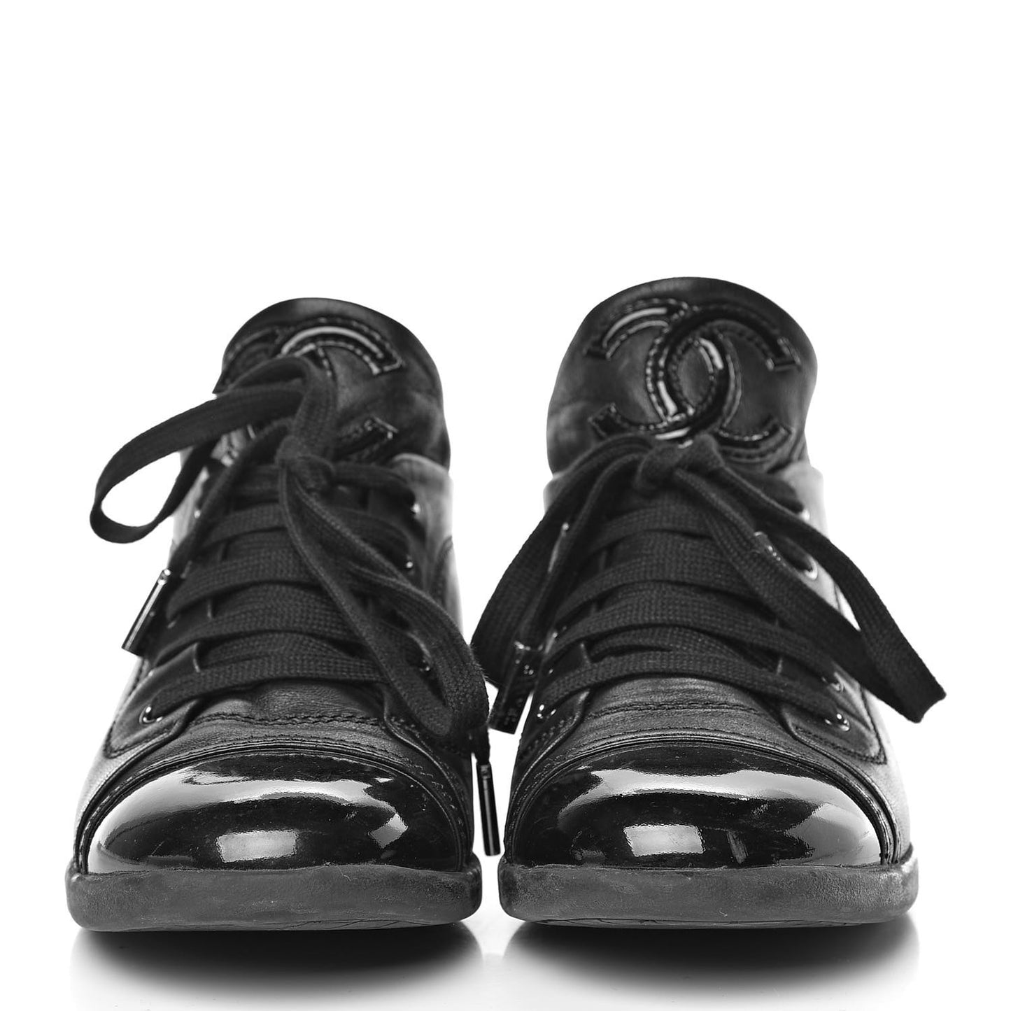 Lambskin Patent Cap Toe CC Sneakers 38 Black