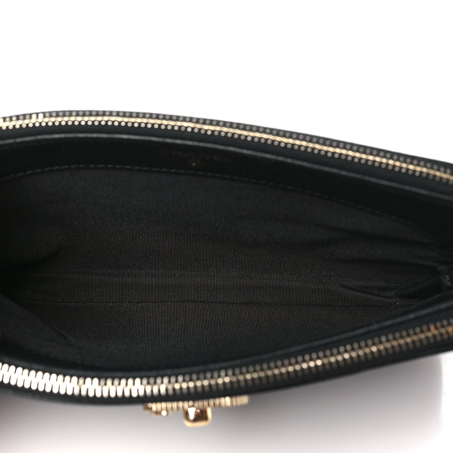 Metallic Sheepskin Chevron Quilted Small Vintage Mademoiselle Clutch With Chain Black