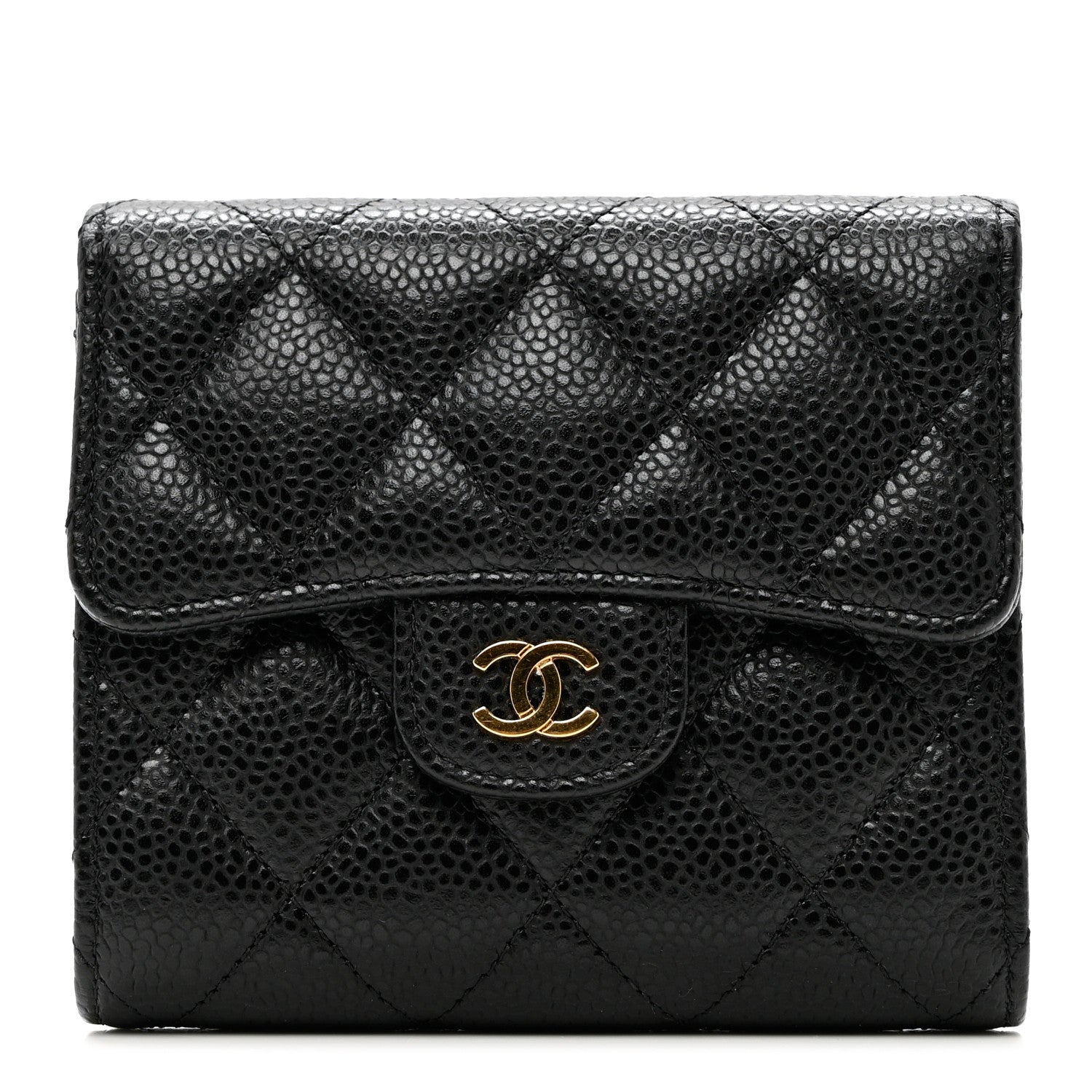 Chanel Caviar Quilted Compact Flap Wallet Black 1 of 8