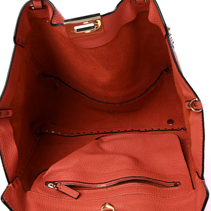 Valentino Garavani Pebbled Calfskin Medium Rockstud Tote Coral 5 of 8