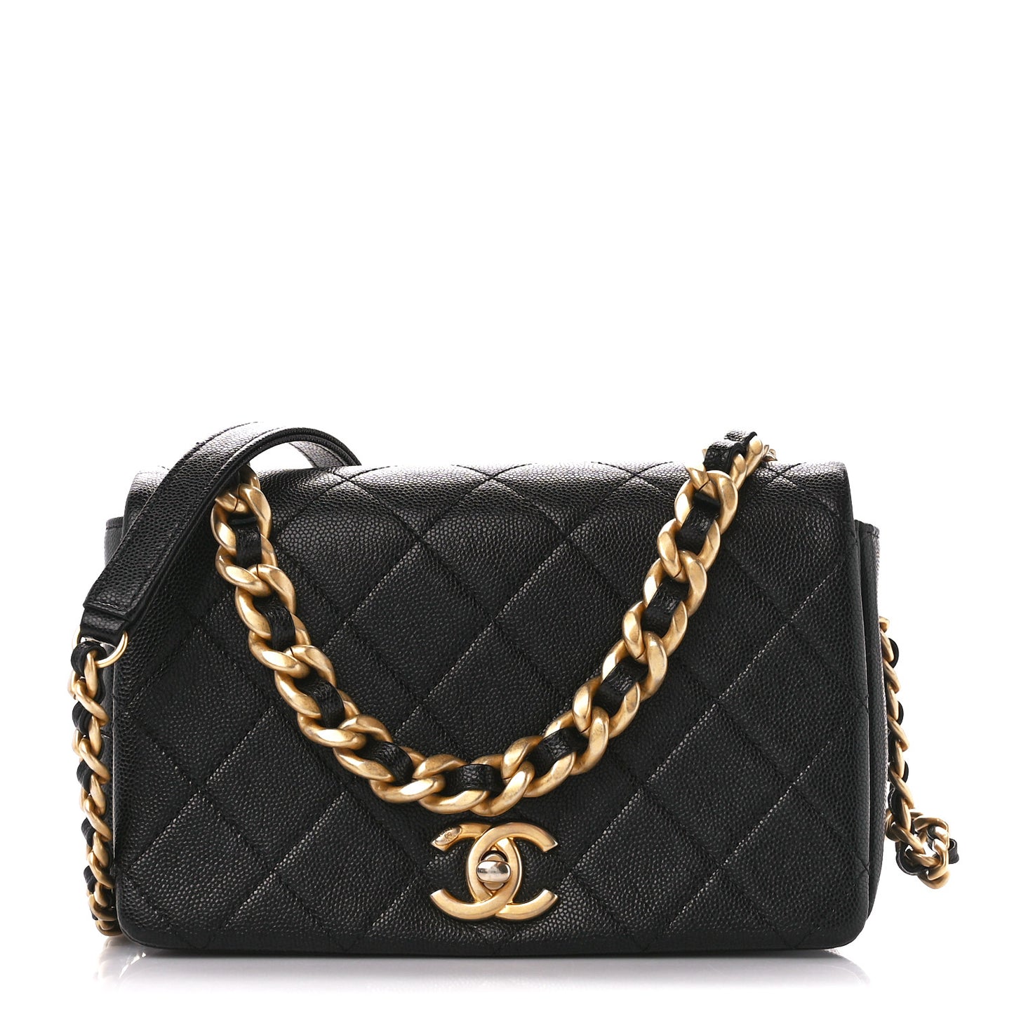 Caviar Quilted Small Fashion Therapy Flap Bag Black