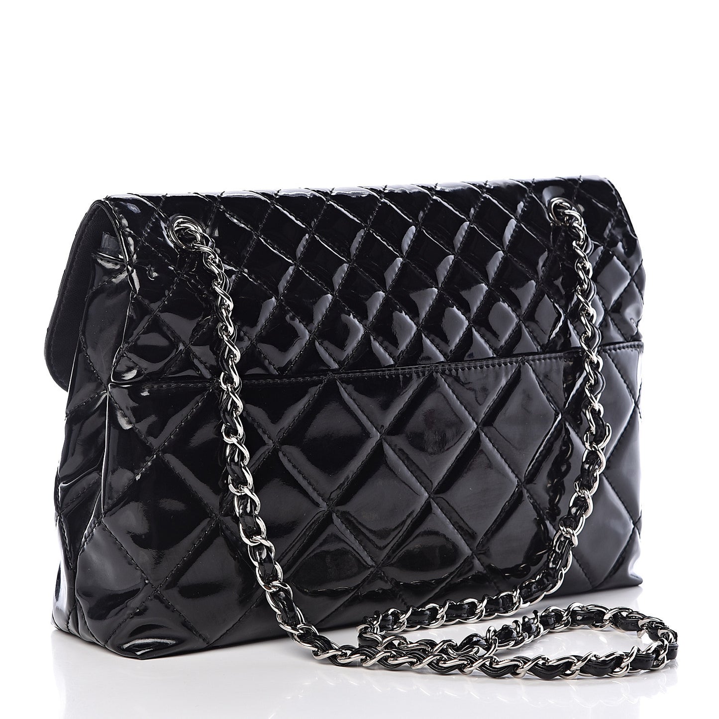 Vinyl Quilted In the Business Flap Bag Black