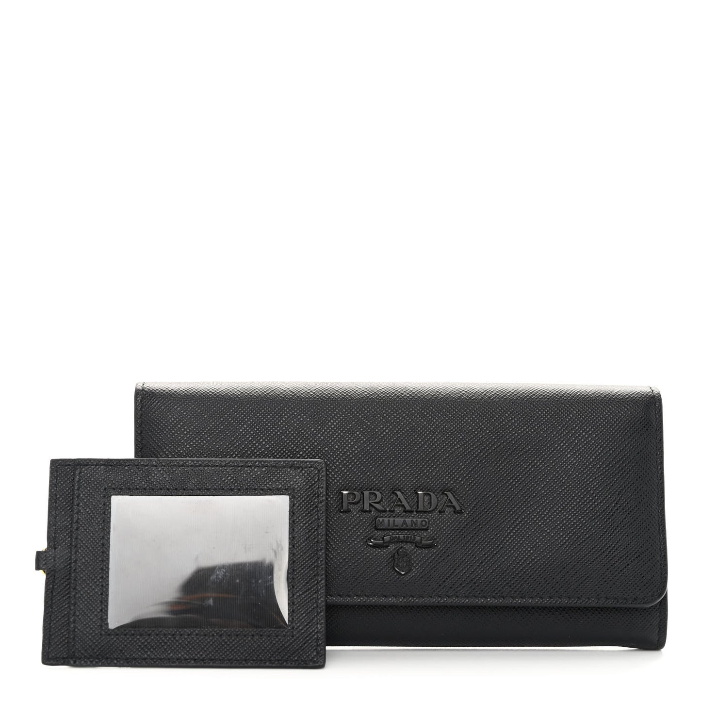 Saffiano Metal Continental Flap Wallet Black