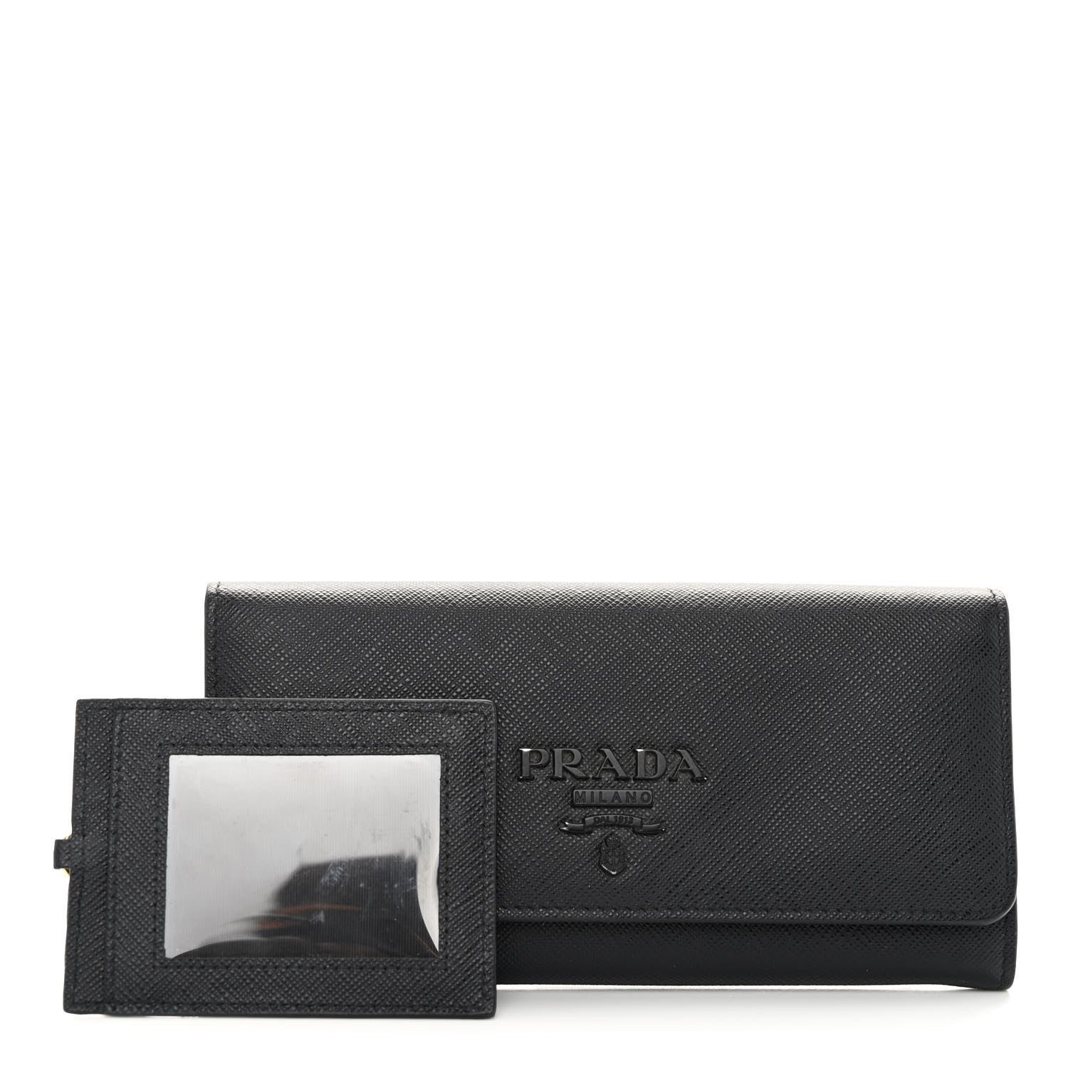 Prada Saffiano Metal Continental Flap Wallet Black 1 of 9