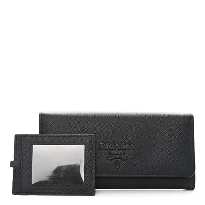 Prada Saffiano Metal Continental Flap Wallet Black 1 of 9