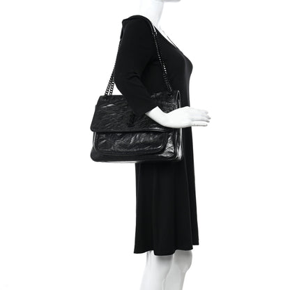 Saint Laurent Crinkled Calfskin Matelasse Monogram Large Niki Chain Satchel Black 2 of 12