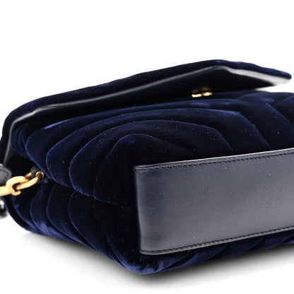 Saint Laurent Velvet Y Quilted Monogram Toy Loulou Crossbody Bag Deep Marine 8 of 9
