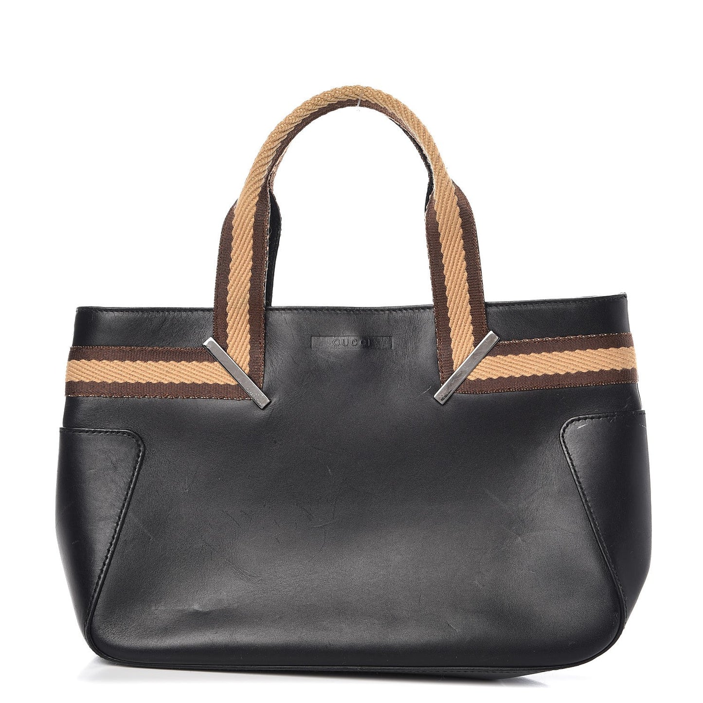 Calfskin Web Tote Black