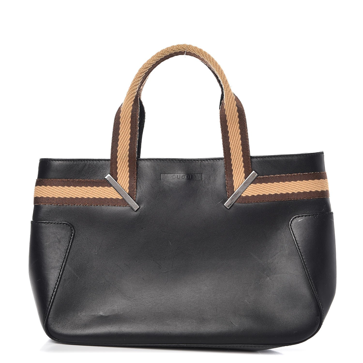 Gucci Calfskin Web Tote Black 1 of 15