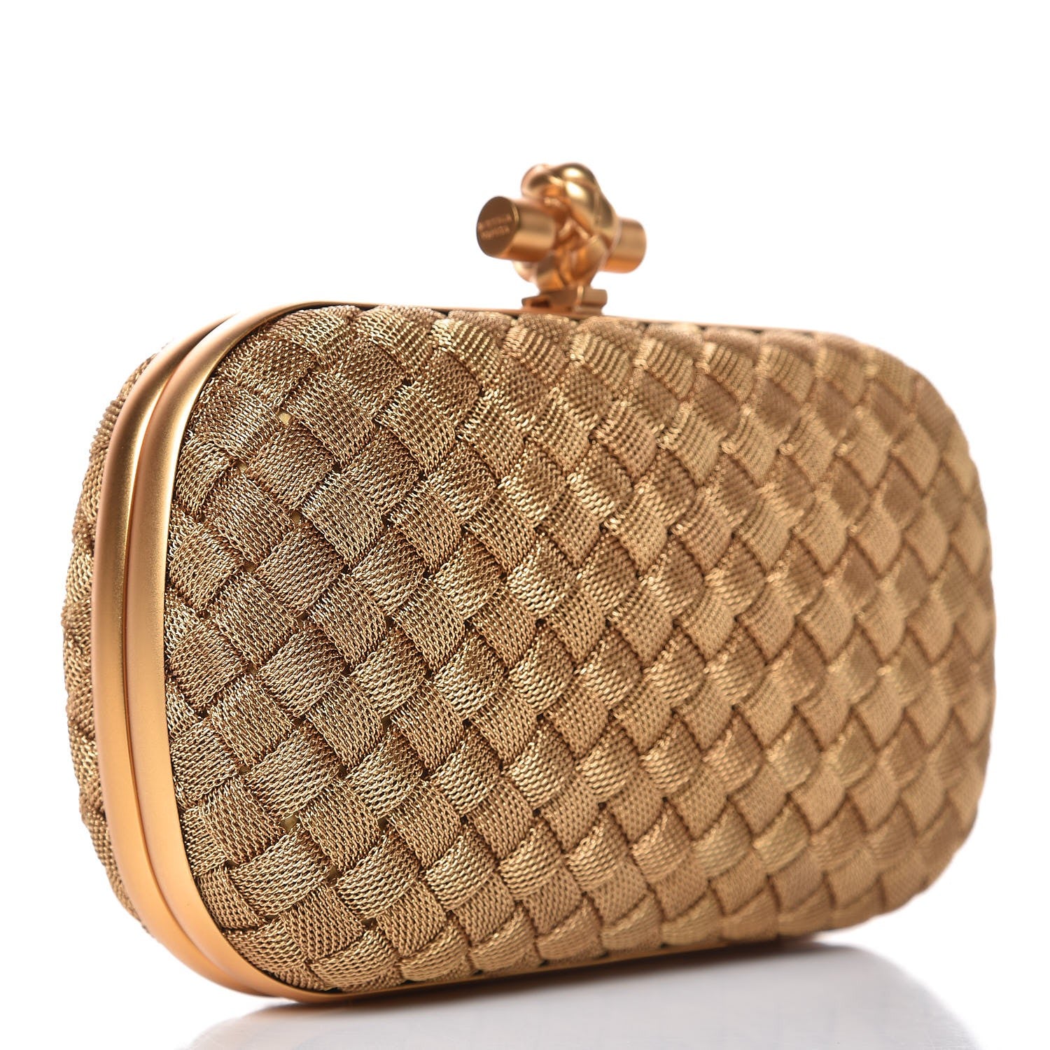 Bottega Veneta Intreccio Oro Bruciato Knot Clutch 3 of 7