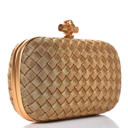 Bottega Veneta Intreccio Oro Bruciato Knot Clutch 3 of 7