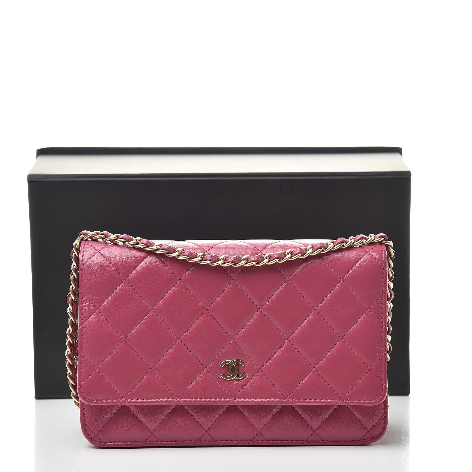 Chanel Lambskin Quilted Wallet On Chain WOC Pink 14 of 14