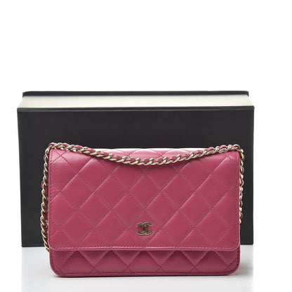 Chanel Lambskin Quilted Wallet On Chain WOC Pink 14 of 14