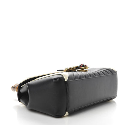 Gucci Calfskin Bamboo Trapuntata Queen Margaret Top Handle Bag Mystic White Black 5 of 11