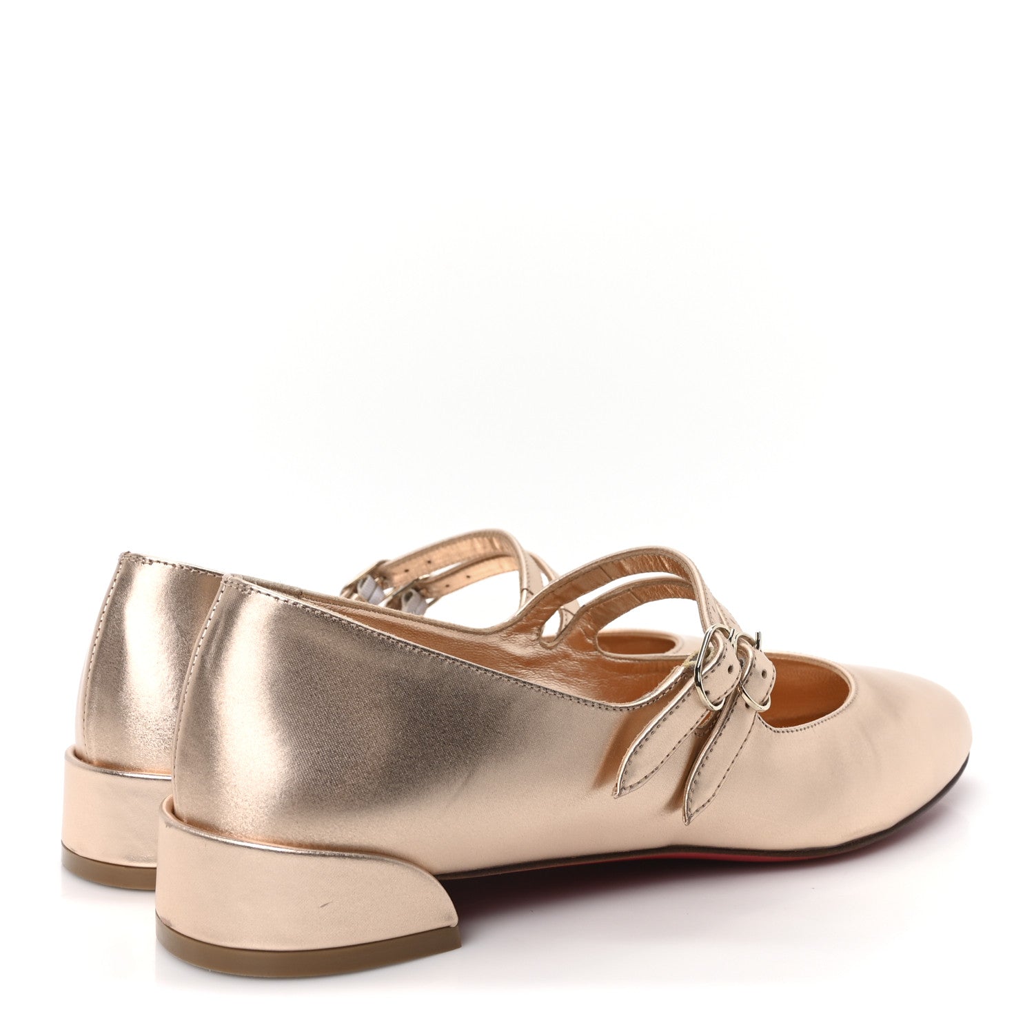 Christian Louboutin Calf Laminato Satin Sweet Jane Flats 37 Leche 5 of 8