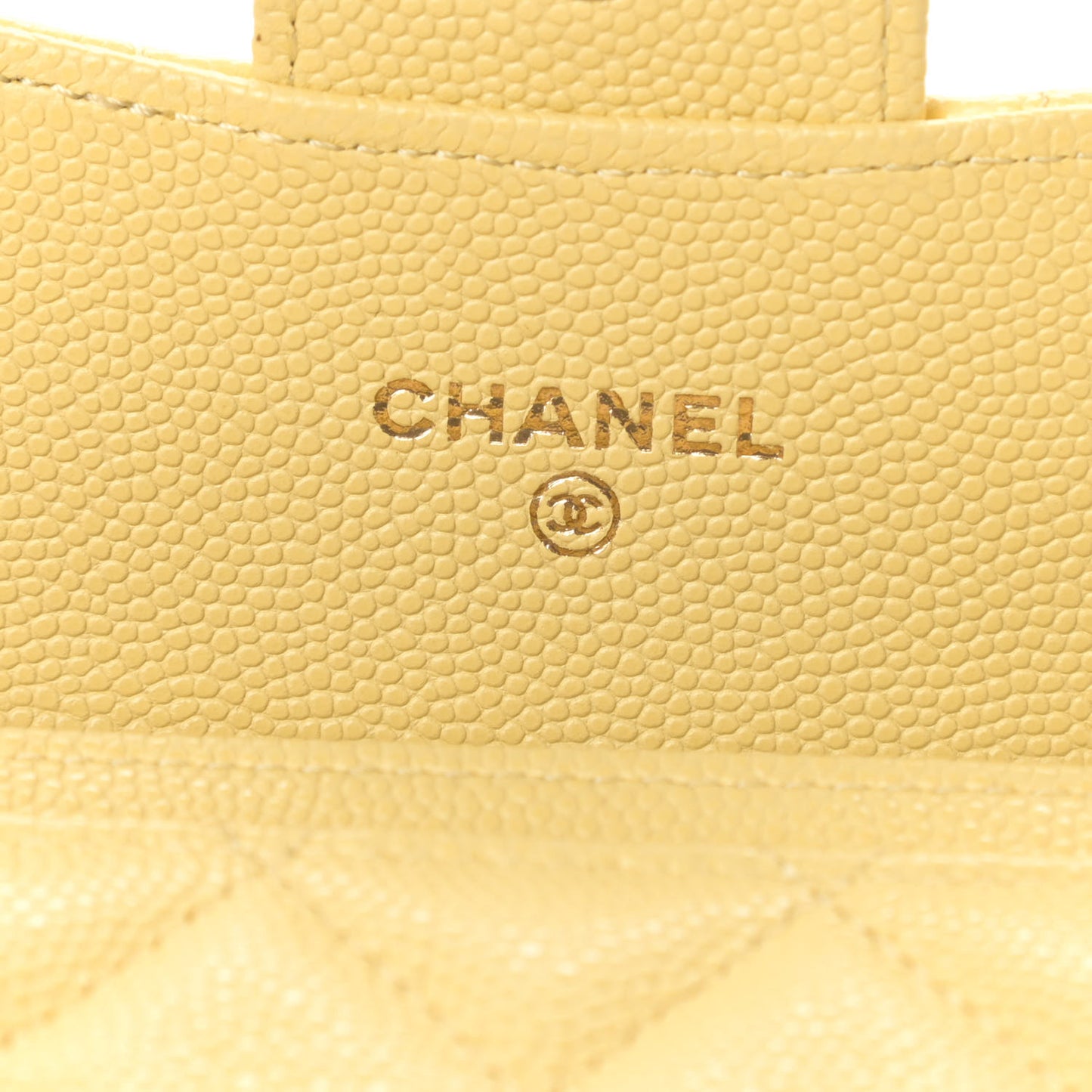 Caviar Quilted Flap Card Holder Wallet Yellow