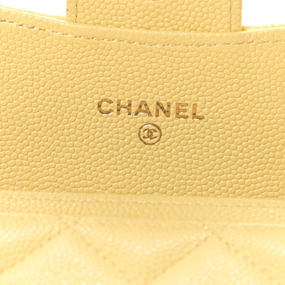Chanel Caviar Quilted Flap Card Holder Wallet Yellow 6 of 8