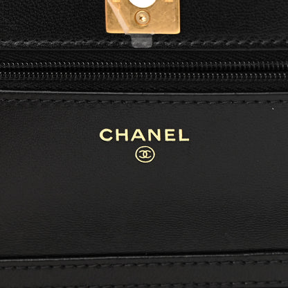 Chanel Lambskin Quilted Logo WOC Wallet On Chain Black 6 of 15